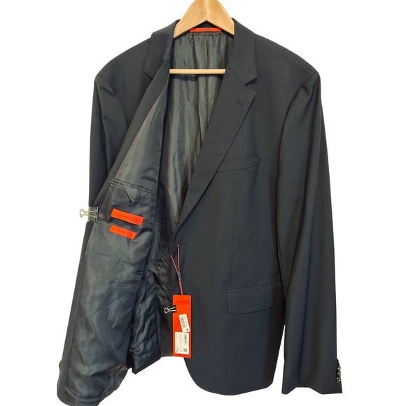NWT Navy HUGO BOSS Marlane Biella Natural Stretch Dark Blue Jacket Blazer 48R - Picture 1 of 10